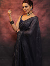 Banarasee Handloom Pure Linen Sequins Work Saree-Blue