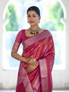 Banarasee Handloom Dual Tone Shimmer Silk Saree With Buti Design & Meena Border-Pink