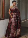 Banarasee Handwoven Semi Silk Saree With Zari Buti Design-Maroon