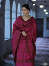 Banarasee Cotton Silk Resham Work Salwar Kameez Fabric With Dupatta Set-Magenta
