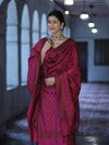 Banarasee Cotton Silk Resham Work Salwar Kameez Fabric With Dupatta Set-Magenta