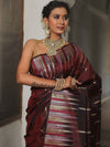 Banarasee Handwoven Semi Silk Saree With Zari Buti Design-Maroon