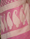 Banarasee Handloom Cotton Silk Saree With Resham Woven Buti & Border-Light pink