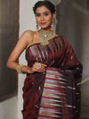 Banarasee Handwoven Semi Silk Saree With Zari Buti Design-Maroon