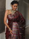 Banarasee Handwoven Semi Silk Saree With Zari Buti Design-Maroon