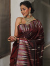 Banarasee Handwoven Semi Silk Saree With Zari Buti Design-Maroon