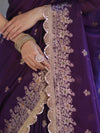 Banarasee Handloom Semi Silk Saree With Zari Buti Design & Lace Border-Violet