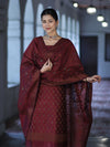 Banarasee Cotton Silk Resham Work Salwar Kameez Fabric With Dupatta Set-Burgundy