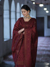 Banarasee Cotton Silk Resham Work Salwar Kameez Fabric With Dupatta Set-Burgundy