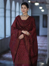 Banarasee Cotton Silk Resham Work Salwar Kameez Fabric With Dupatta Set-Burgundy