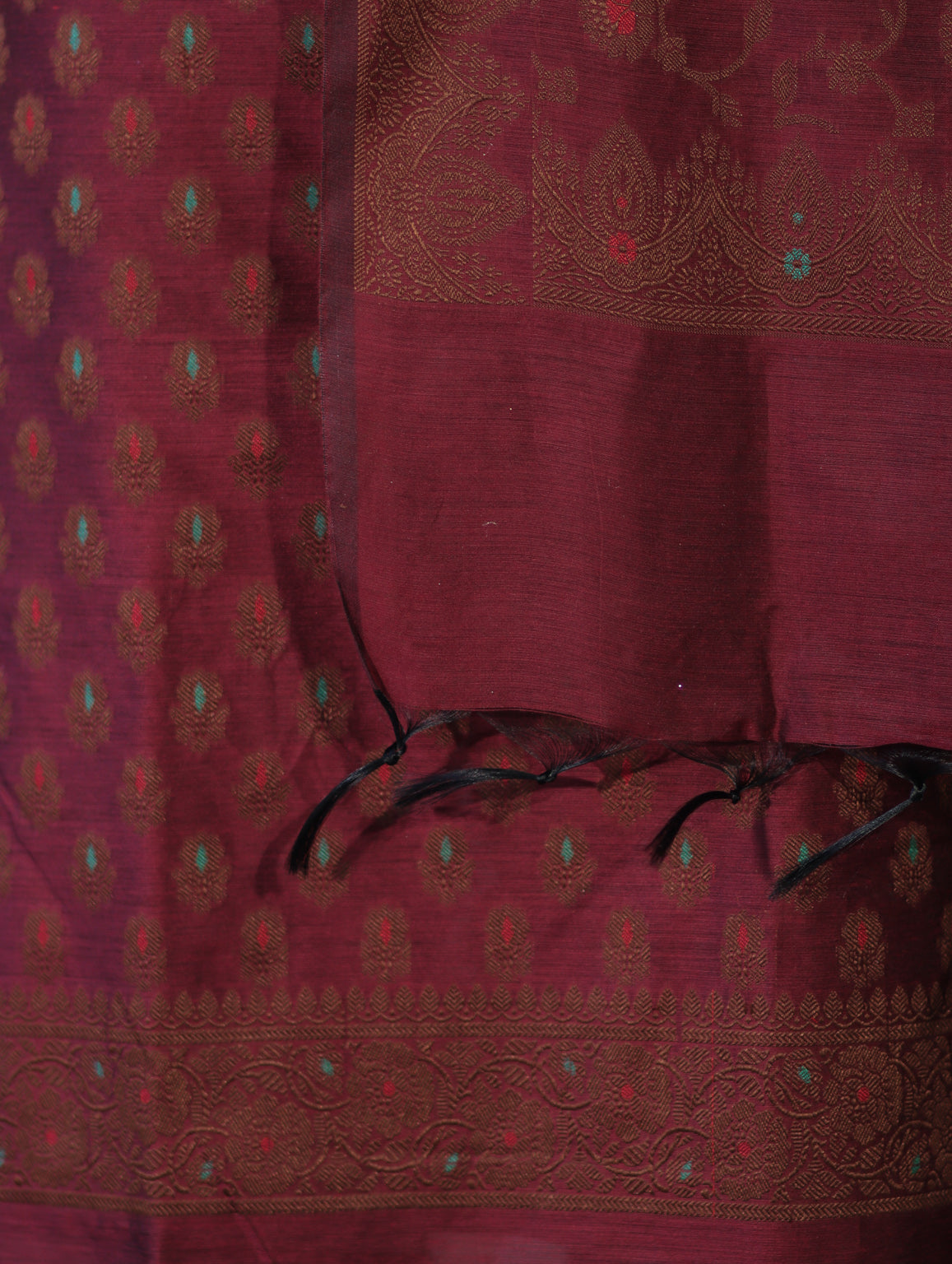 Banarasee Cotton Silk Resham Work Salwar Kameez Fabric With Dupatta Set-Burgundy