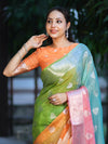 Banarasee Handwoven Semi-Chiffon Saree With Zari Work-Multicolor