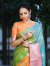 Banarasee Handwoven Semi-Chiffon Saree With Zari Work-Multicolor