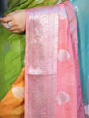 Banarasee Handwoven Semi-Chiffon Saree With Zari Work-Multicolor