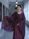Banarasee Cotton Silk Resham Work Salwar Kameez Fabric With Dupatta Set-Purple