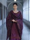 Banarasee Cotton Silk Resham Work Salwar Kameez Fabric With Dupatta Set-Purple