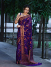 Banarasee Handloom Pure Chiffon Saree With Resham Work-Violet
