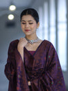 Banarasee Cotton Silk Resham Work Salwar Kameez Fabric With Dupatta Set-Purple