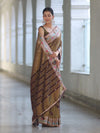 Banarasee Handloom Dual Tone Shimmer Silk Saree With Buti Design & Lace Border-Olive Green