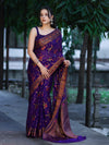 Banarasee Handloom Pure Chiffon Saree With Resham Work-Violet
