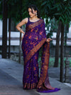 Banarasee Handloom Pure Chiffon Saree With Resham Work-Violet