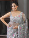 Banarasee Organza Saree With Zari Jaal Design-Grey