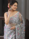 Banarasee Organza Saree With Zari Jaal Design-Grey