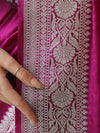 Banarasee Handwoven Faux Georgette Saree With Silver Zari Design-Violet