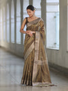 Banarasee Handloom Dual Tone Shimmer Silk Saree With Buti Design & Meena Border-Olive Green