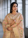 Banarasee Embroidered Linen Cotton Salwar Kameez Fabric With Dupatta Set-Beige