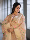 Banarasee Embroidered Linen Cotton Salwar Kameez Fabric With Dupatta Set-Beige