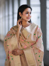 Banarasee Embroidered Linen Cotton Salwar Kameez Fabric With Dupatta Set-Beige