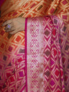 Banarasee Handloom Dual Color Pure Chiffon Saree With Resham Jaal Work-Pink & Orange
