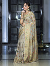 Banarasee Handloom Cotton Silk Saree With Antique Zari Buta Work & Border-Grey