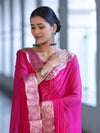 Banarasee Satin Silk Zari Work Salwar Kameez Fabric With Chiffon Dupatta Set-Pink