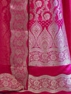 Banarasee Satin Silk Zari Work Salwar Kameez Fabric With Chiffon Dupatta Set-Pink