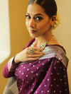 Banarasee Handwoven Faux Georgette Saree With Silver Zari Buti Design-Violet