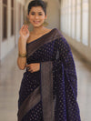 Banarasee Semi-Chiffon Saree With Antique Gold Zari Work-Blue