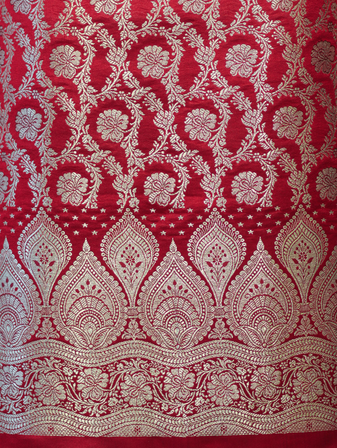 Banarasee Satin Silk Zari Work Salwar Kameez Fabric With Chiffon Dupatta Set-Maroon