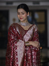 Banarasee Dual Tone Satin Silk Zari Work Salwar Kameez Fabric With Dupatta Set-Deep Maroon