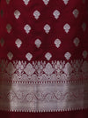 Banarasee Dual Tone Satin Silk Zari Work Salwar Kameez Fabric With Dupatta Set-Deep Maroon