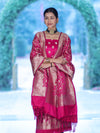 Banarasee Dual Tone Satin Silk Zari Work Salwar Kameez Fabric With Dupatta Set-Magenta