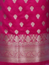 Banarasee Dual Tone Satin Silk Zari Work Salwar Kameez Fabric With Dupatta Set-Magenta
