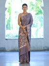 Banarasee Handloom Dual Tone Semi Silk Saree With Zari Buti Design & Border-Grey