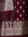 Banarasee Dual Tone Satin Silk Zari Work Salwar Kameez Fabric With Dupatta Set-Burgundy