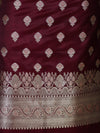 Banarasee Dual Tone Satin Silk Zari Work Salwar Kameez Fabric With Dupatta Set-Burgundy
