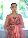 Handloom Block Printed Khadi Cotton Salwar Kameez With Dupatta Set-Brown & Peach