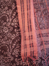 Handloom Block Printed Khadi Cotton Salwar Kameez With Dupatta Set-Brown & Peach
