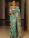 Banarasee Handwoven Dual Tone Semi Silk Saree With Zari Buti-Pistachio Green