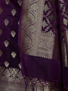 Banarasee Dual Tone Satin Silk Zari Work Salwar Kameez Fabric With Dupatta Set-Purple